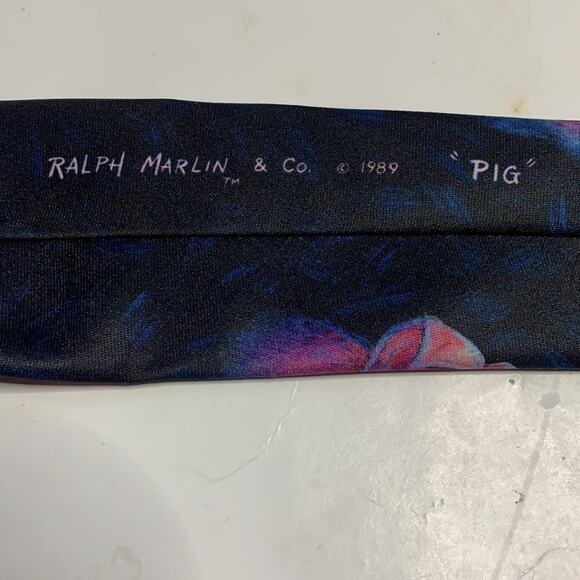 Ralph Marlin Vintage Black Pink Men's Artist Vintage Pig Tie Rare 1989 - Picture 5 of 6